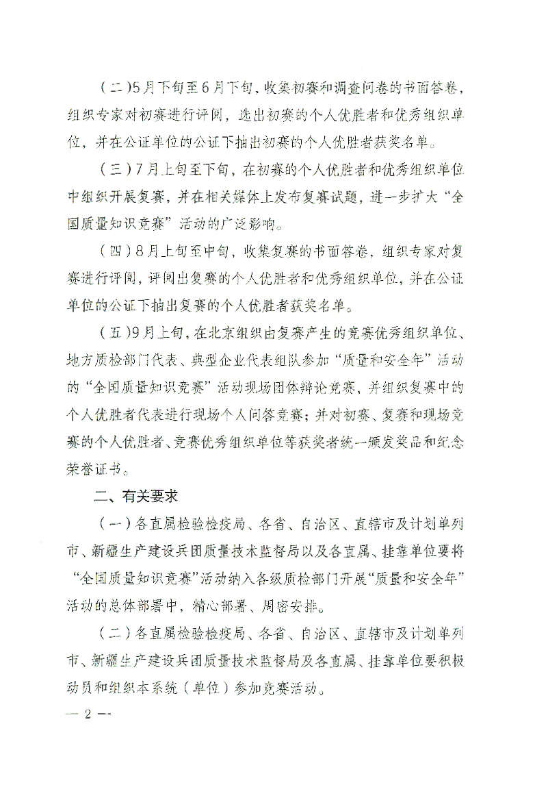 國家質(zhì)檢總局辦公廳《關(guān)于舉辦&ldquo;全國質(zhì)量知識(shí)競(jìng)賽&rdquo;活動(dòng)的通知》